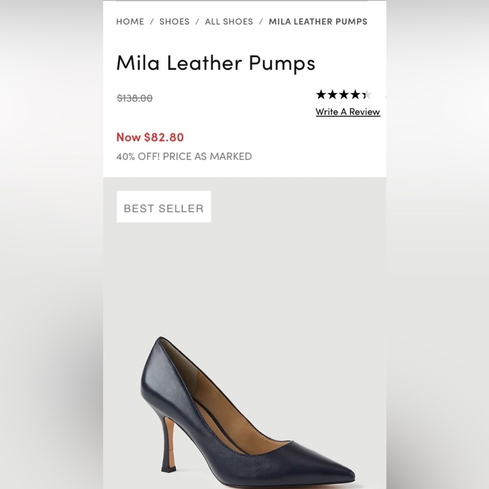 Ann Taylor Mila Leather Pumps- Navy Blue supple leather